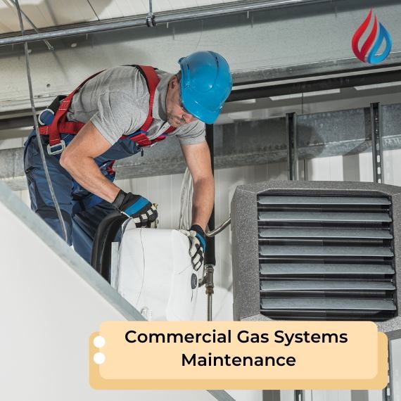 Gas Purging engineer maintaining a commercial gas heating unit