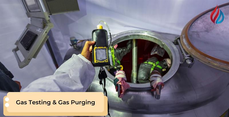 Engineer carrying out gas testing with a gas detector