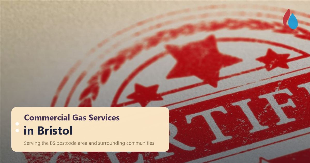 Commercial gas services in Bristol: gas engineer carrying out a commercial gas certificate inspection, serving the BS postcode area