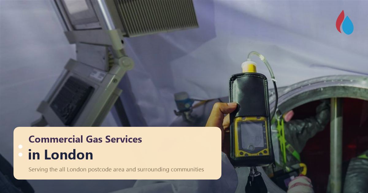 Commercial gas services in London: gas testing equipment on a commercial gas system, covering all London postcode areas